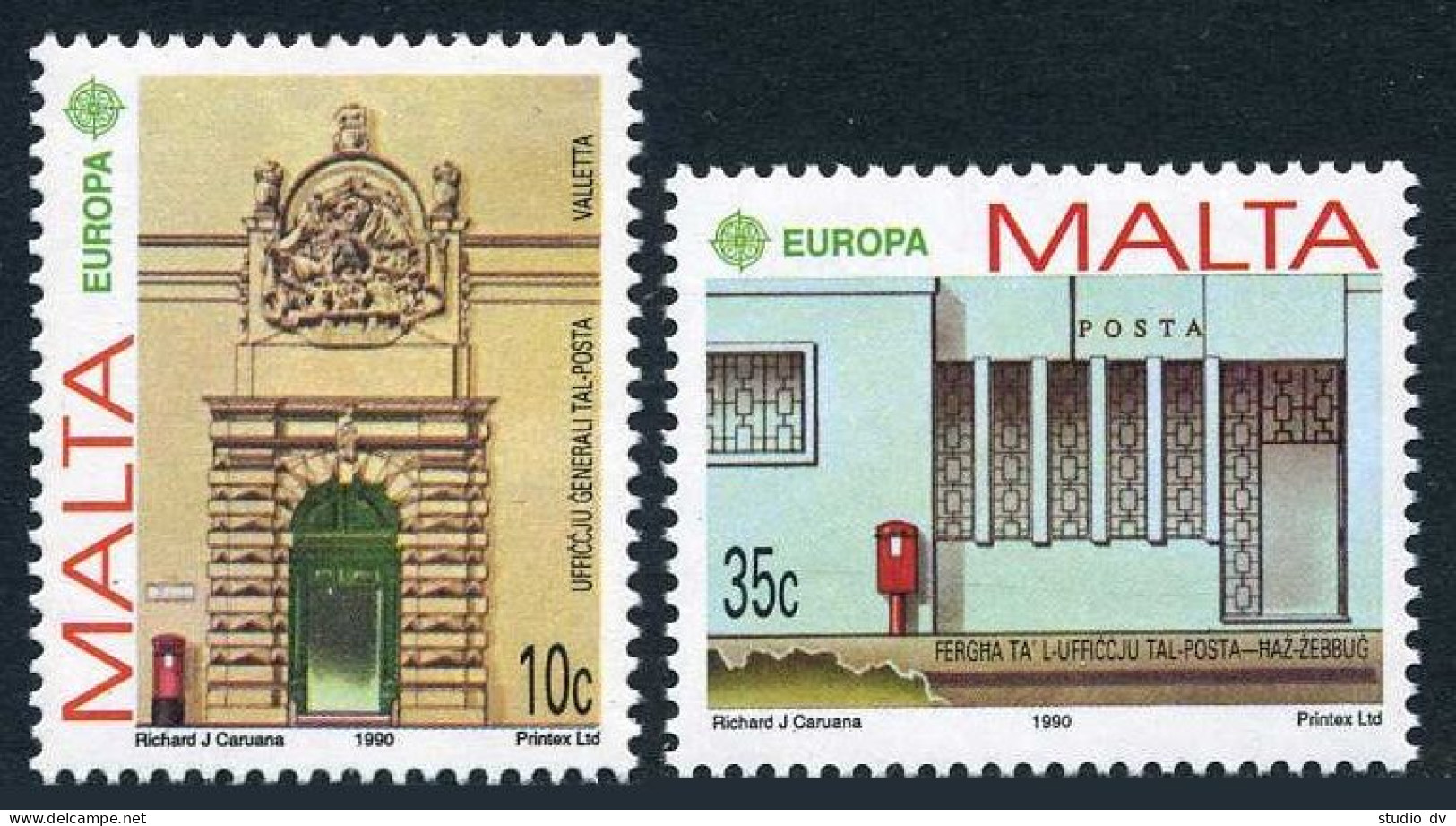 Malta 749-750, MNH. Michel 831-832. EUROPE CEPT-1990. Post Offices. - Malta