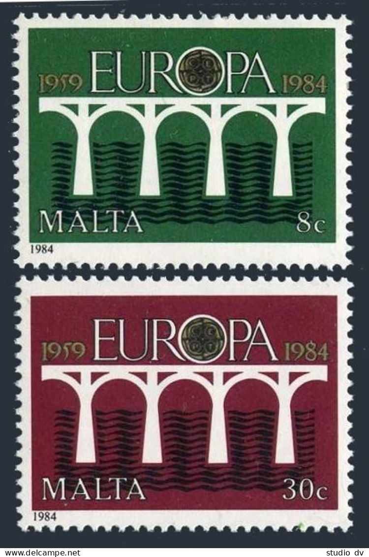 Malta 641-642, MNH. Michel 704-705. EUROPE CEPT-1984, Bridge. - Malta