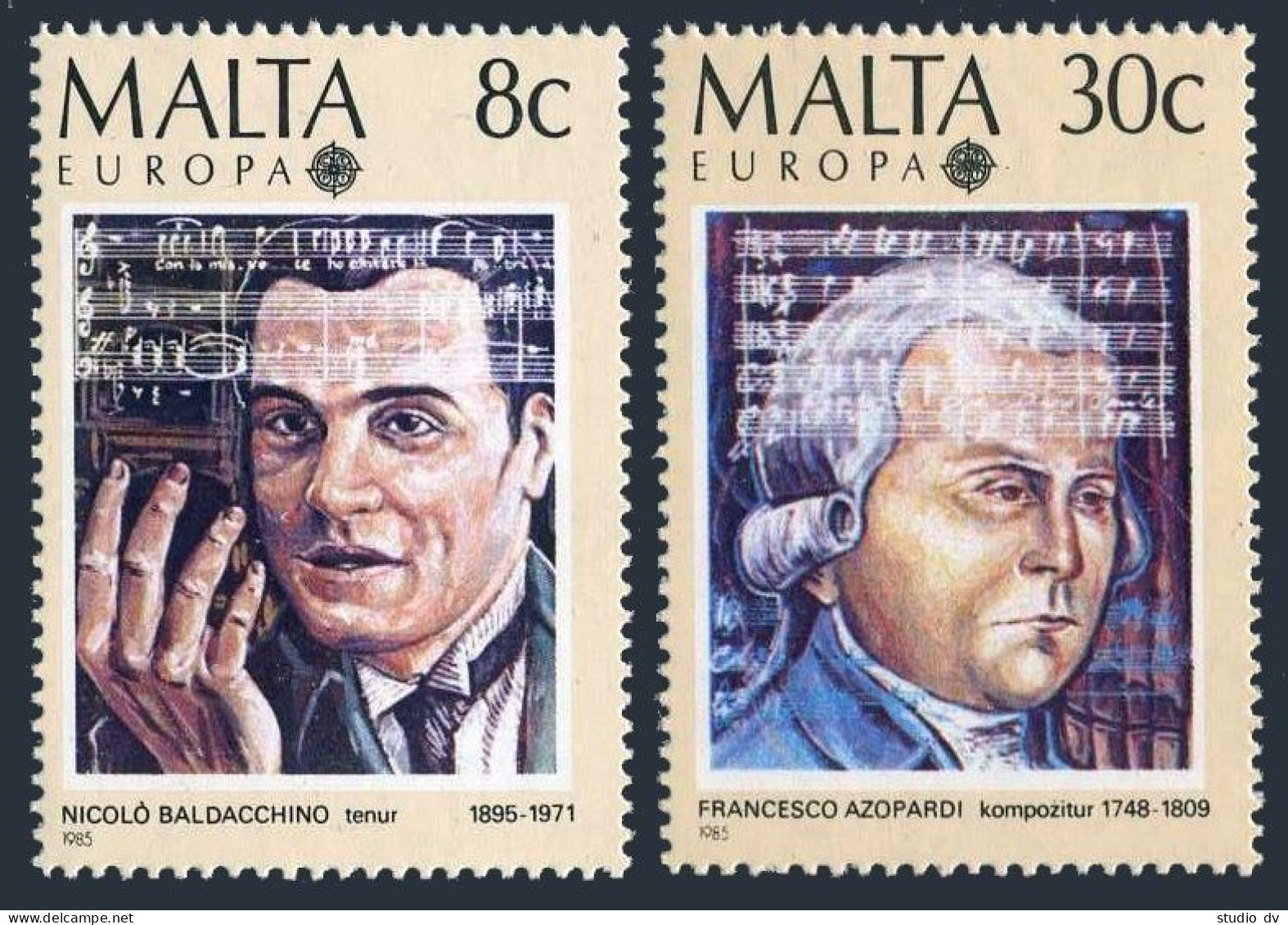 Malta 660-661, MNH. Michel 726-727. EUROPE CEPT-1985. Music Year, Composers. - Malta