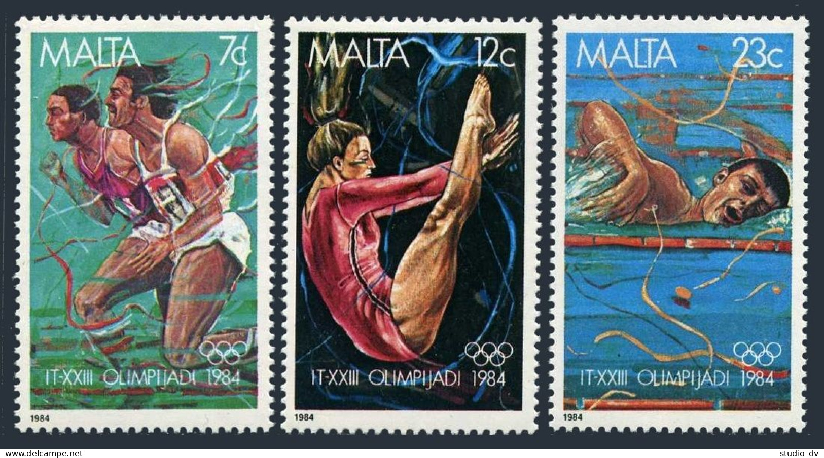 Malta 647-649, MNH. Mi 710-712. Olympics Los Angeles-1984: Running, Gymnastics, - Malta