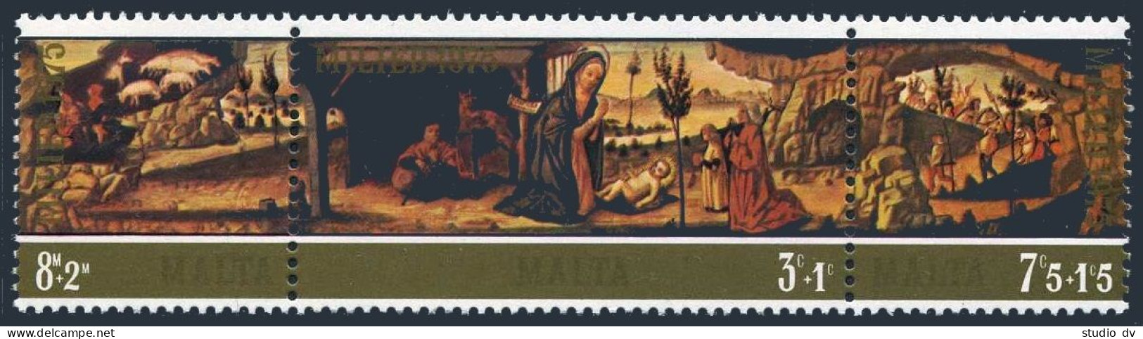 Malta B20-B22a, MNH. Mi 518-520. Christmas 1975. Paintings By Maestro Alberto. - Malte