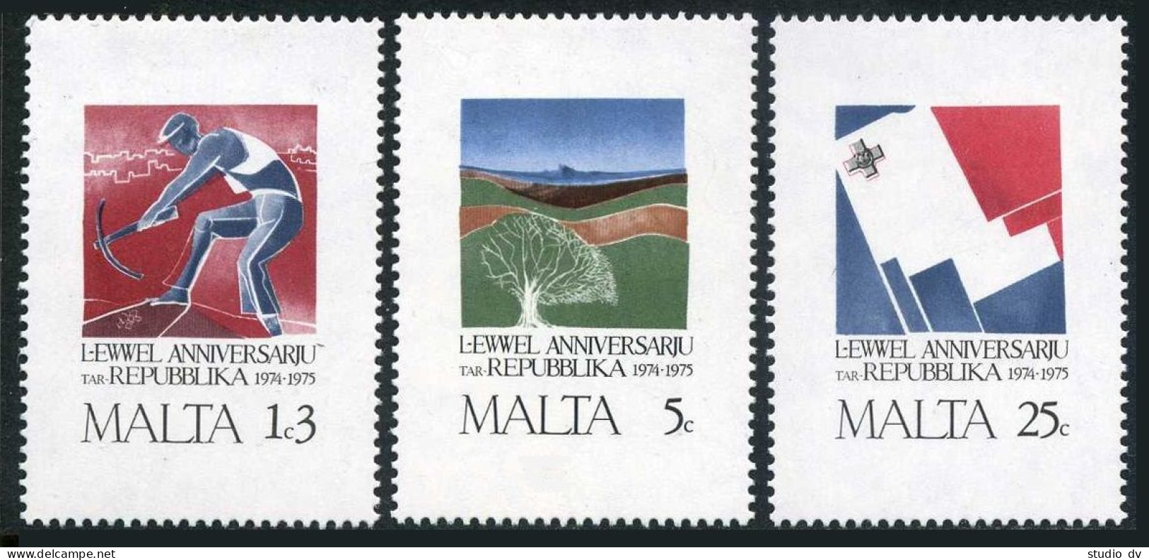 Malta 501-503, MNH. Mi 521-523. Malta Republic-1st Ann.1975. Environment, Flags. - Malta