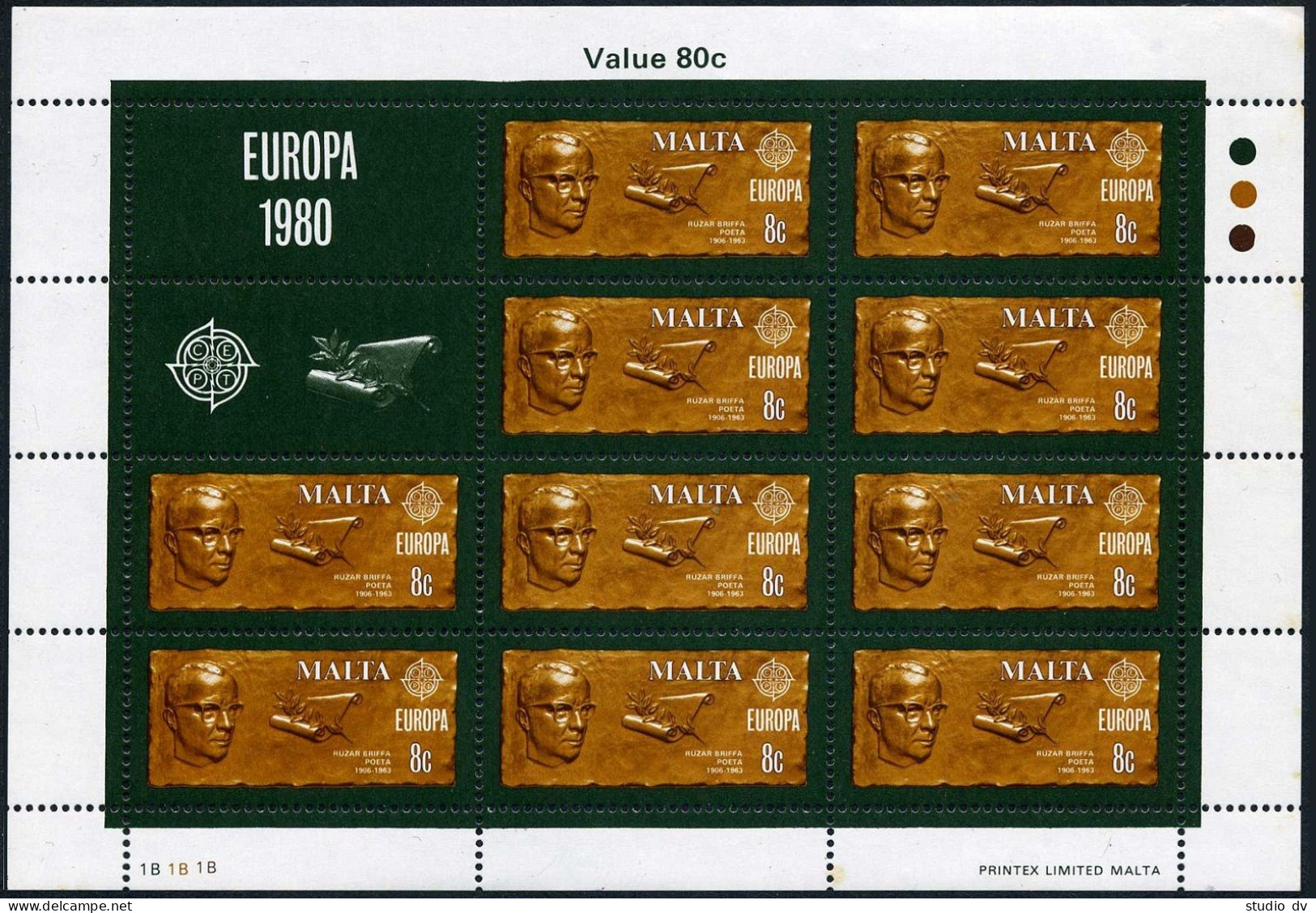 Malta 575-576 Sheets,MNH.Michel 615-616. EUROPE CEPT-1980.Apap,Briffa,Vassalli. - Malta