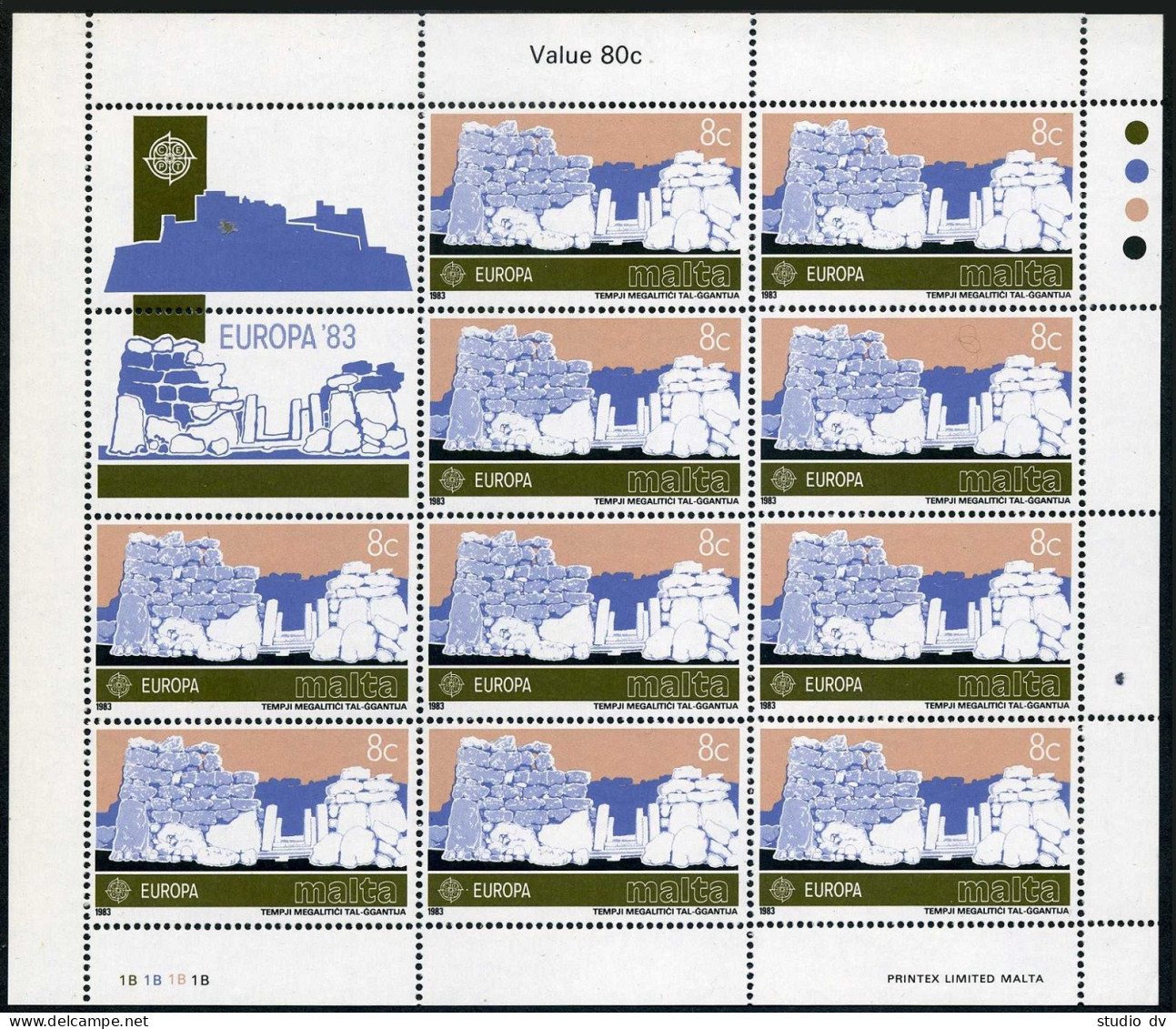 Malta 627-628 Sheets,MNH.Michel 680-681. EUROPE CEPT-1983.Megalithic Temple,Fort - Malte