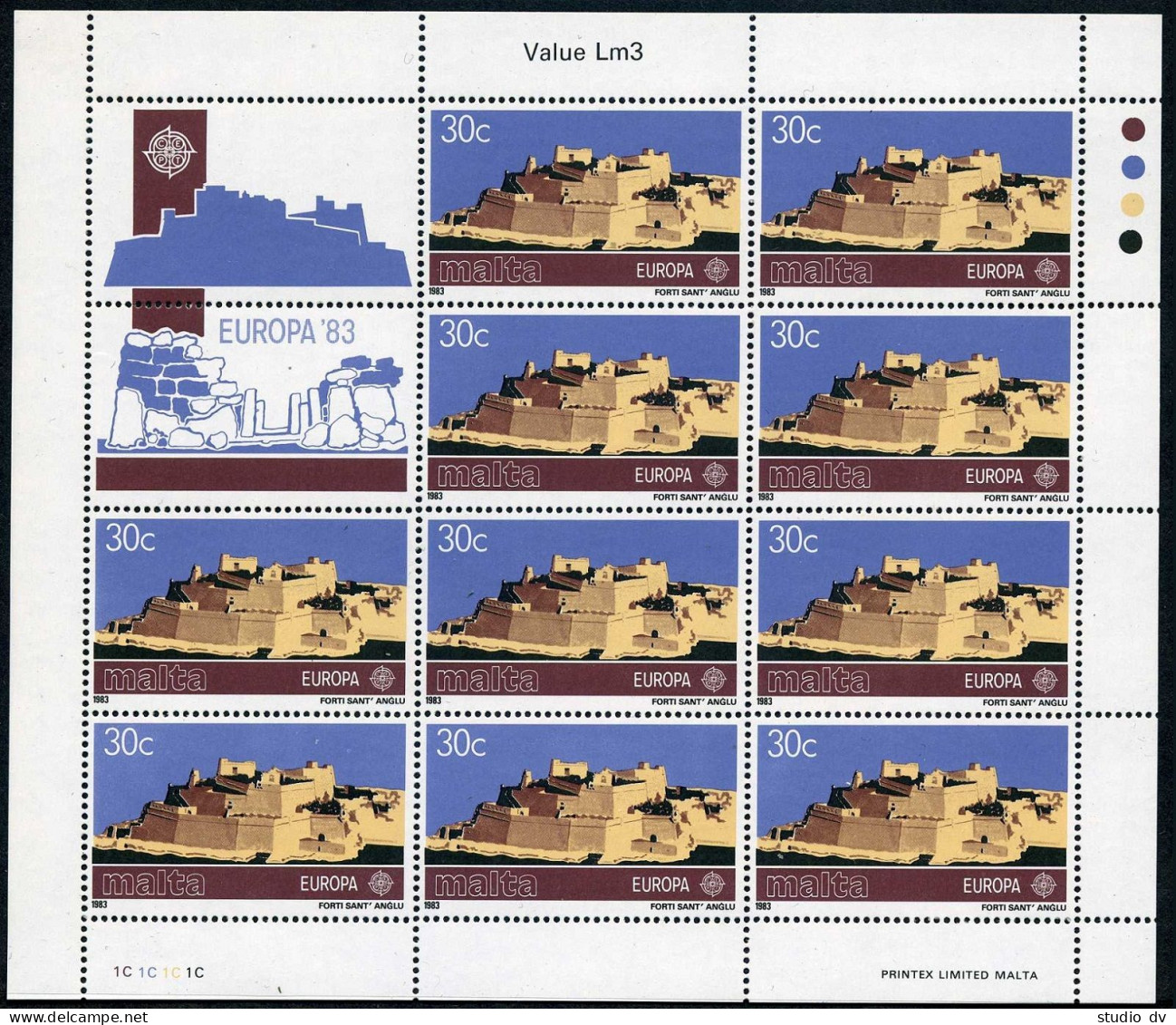 Malta 627-628 Sheets,MNH.Michel 680-681. EUROPE CEPT-1983.Megalithic Temple,Fort - Malta