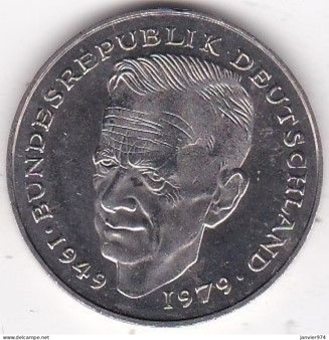 2 Deutsche Mark 1990 G KARLSRUHE. Kurt Schumacher . Cupronickel. KM# 149, UNC - 2 Mark