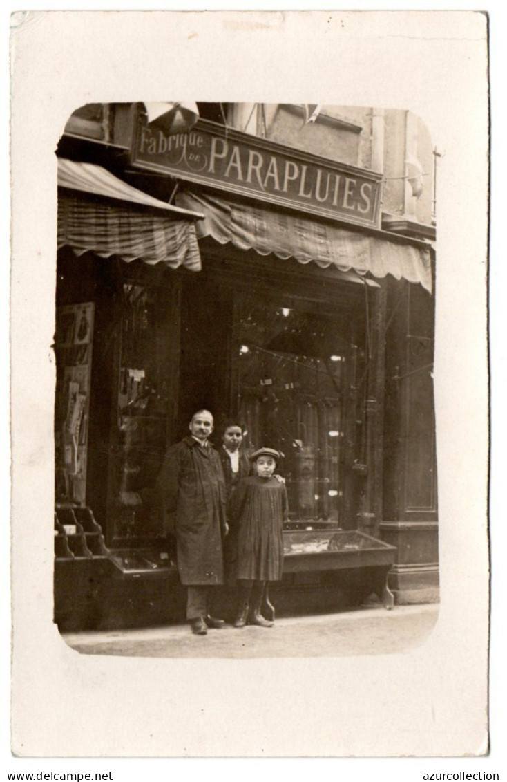 Devanture D'un Magasin De Fabrique De Parapluies. Famille Mesme. Carte Photo Animée Non Située - Geschäfte