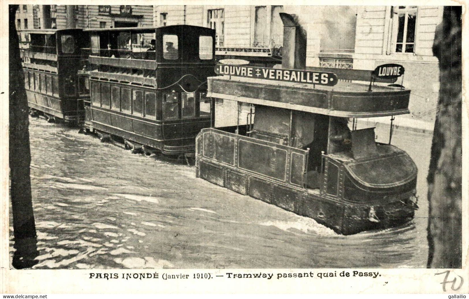 PARIS INONDE TRAMWAY PASSANT QUAI DE PASSY - Inondations De 1910