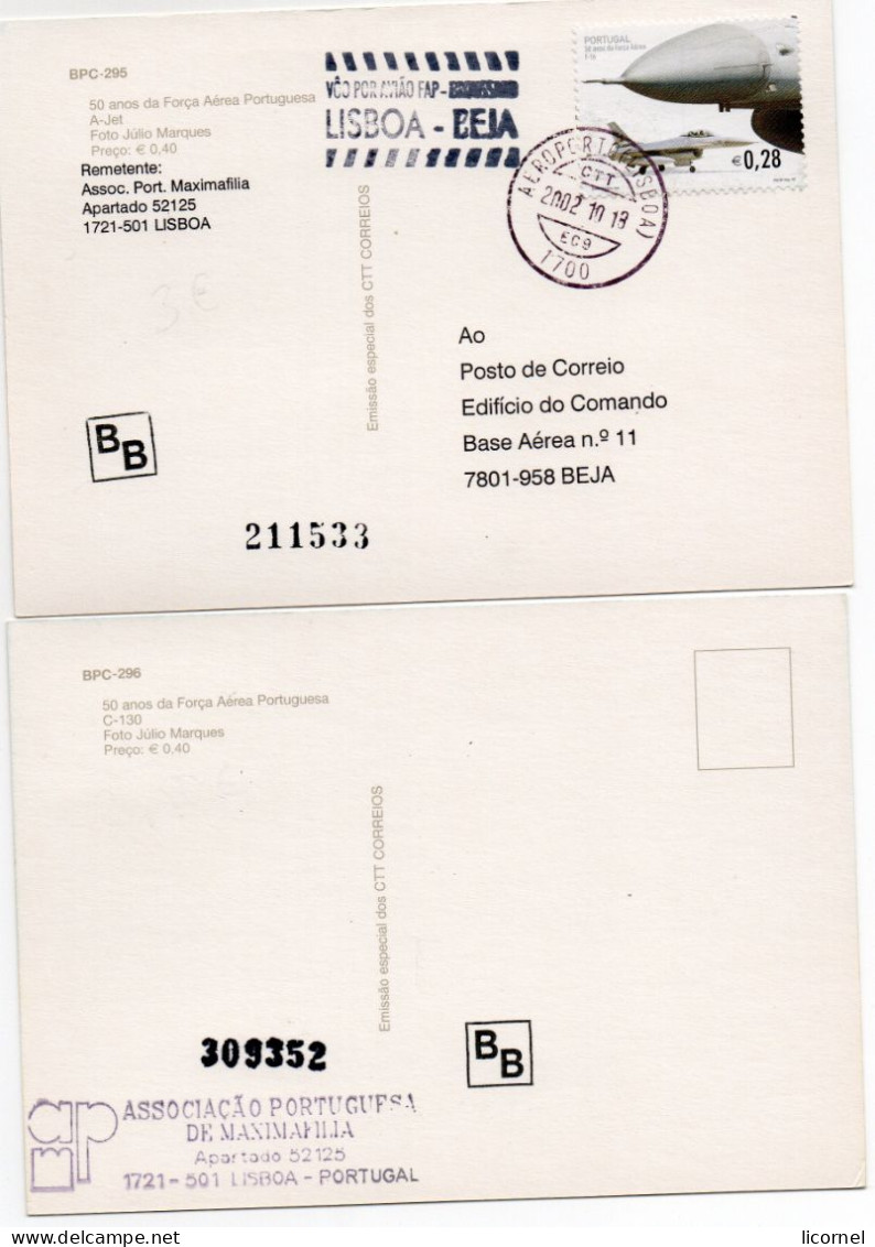 Cartes Maxi  2002 : Avion BPC -295  Et  BPC-296  (lot De 2 Cartes) - Maximum Cards & Covers