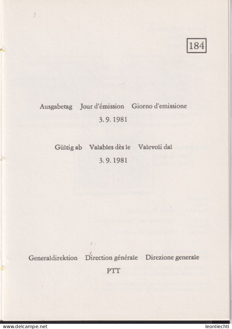 1981 Schweiz PTT Faltblatt Nr.184, ET ° Mi:CH 1203-1205, Zum:CH 660-662,  Stanser Verkommnis - Lettres & Documents