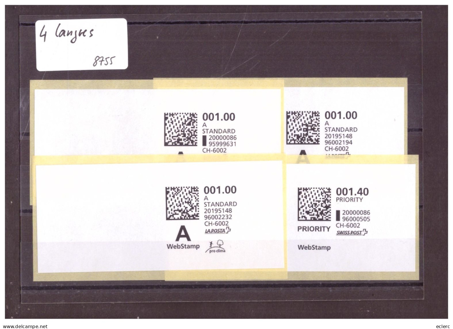 4 WEB STAMPS - ETIQUETTES EN 4 LANGUES ( FR. D. IT. GB ) - Automatic Stamps