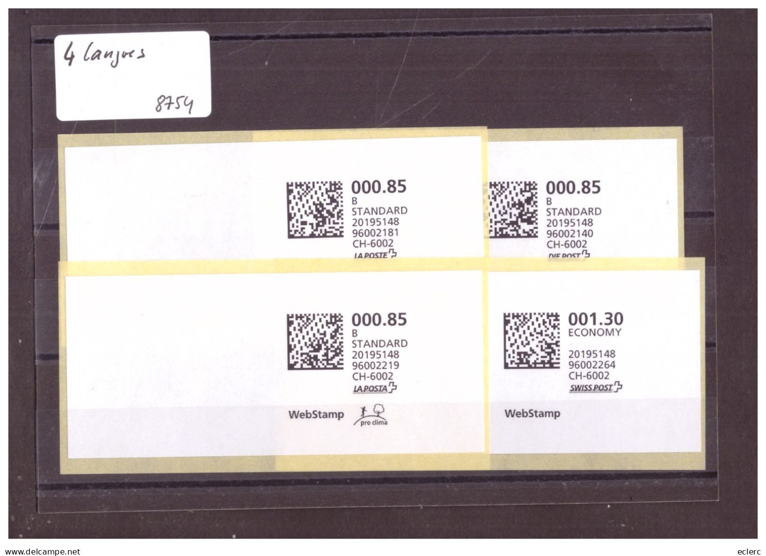 4 WEB STAMPS - ETIQUETTES EN 4 LANGUES ( FR. D. IT. GB ) - Automatic Stamps