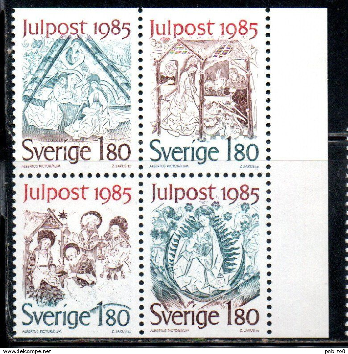 SWEDEN SVERIGE SVEZIA SUEDE 1985 CHRISTMAS NATALE NOEL WEIHNACHTEN NAVIDAD BLOCK MNH - Ungebraucht