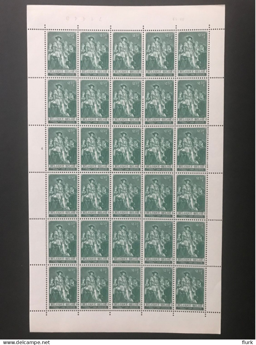 België OCB1093 Compleet Vel Plaat 4 XX Perfect - 1951-1960