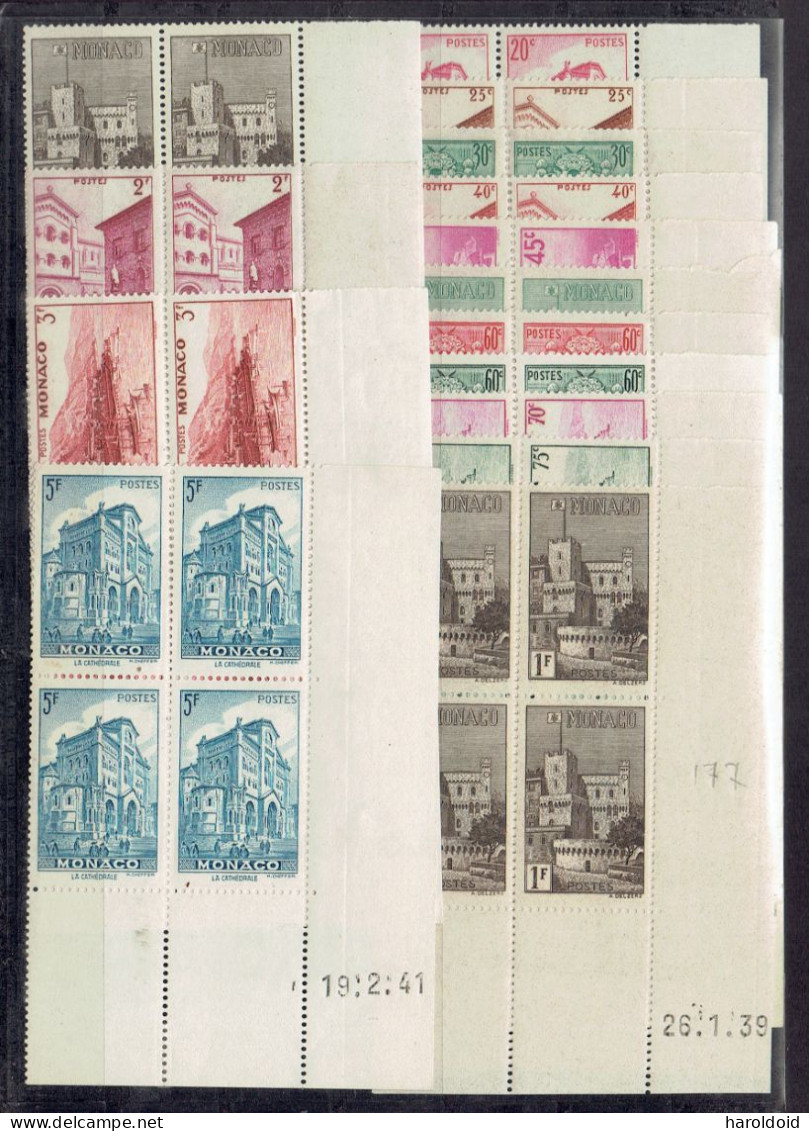 MONACO - COINS DATES - TP BLOCS DE 4 COINS DATES - N°169/171 * - 178 * - N°172/177A ** - 180/181 ** - TB - Unused Stamps