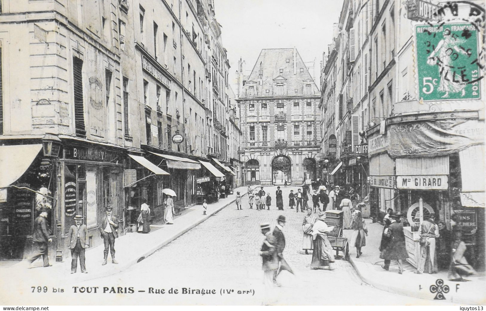 CPA. [75] > TOUT PARIS > N° 799 Bis - Rue De Birague - (IVe Arrt.) - 1909 - Coll. F. Fleury - TBE - Distretto: 04