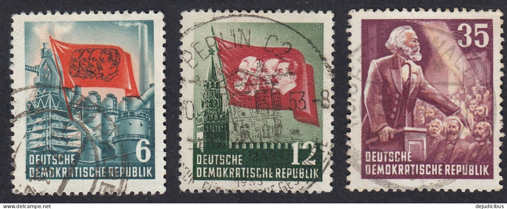 DDR - 1953 - Lotto Composto Da Tre Valori Obliterati Yvert 80, 82 E 86 - Karl Marx. - Gebraucht