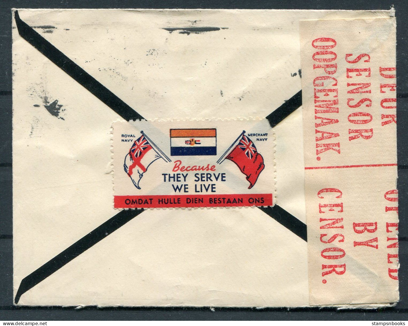 1942 South Africa Cape Town Censor Cover "Royal Navy, Merchant Navy" Patriotic Label (reverse) - New Westminster, Canada - Lettres & Documents