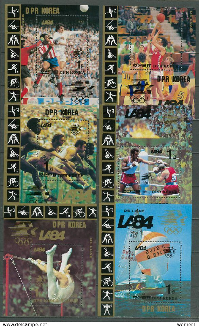 North Korea 1983 Olympic Games Los Angeles, Football Soccer, Basketball, Sailing Etc. Set Of 6 S/s MNH - Estate 1984: Los Angeles