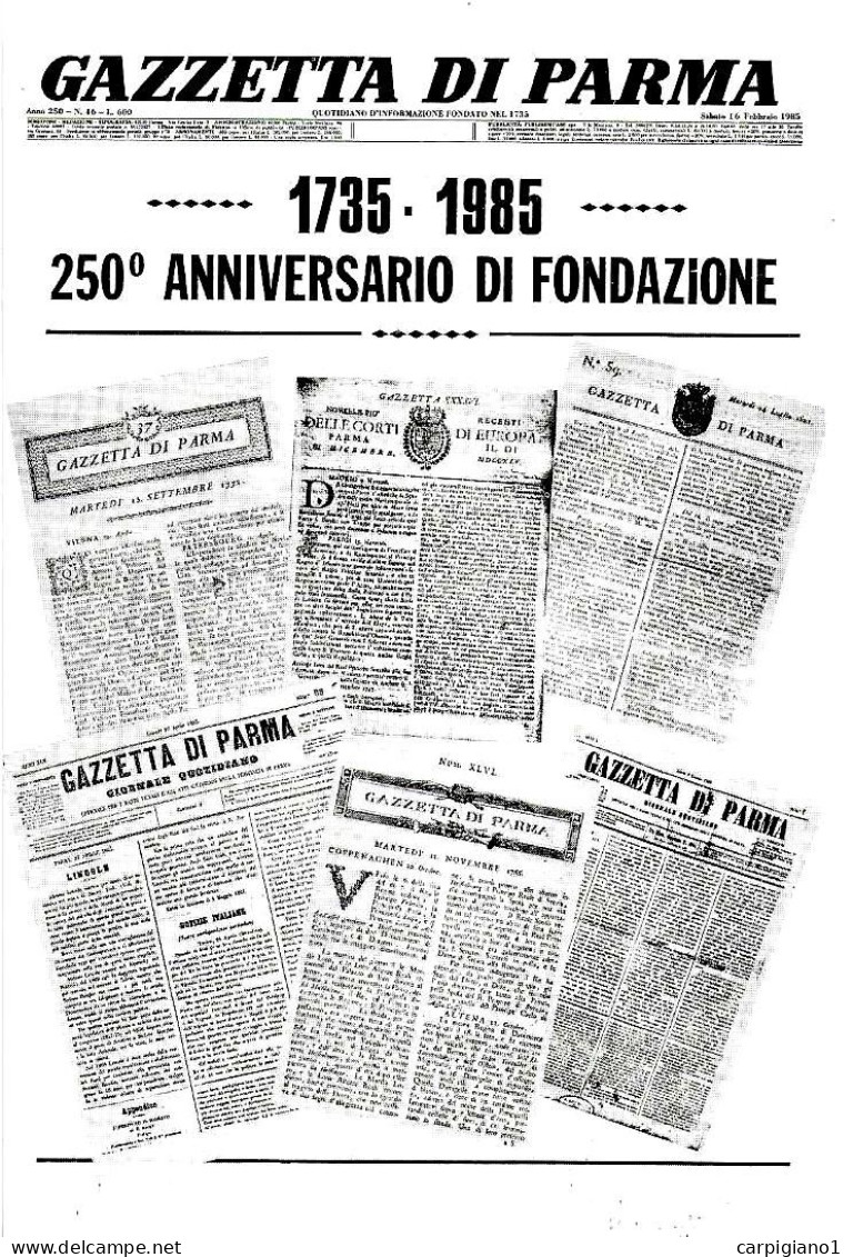 ITALIA ITALY - 1985 PARMA 250° Fondazione Della GAZZETTA DI PARMA Su Cartolina Speciale - 1644 - 1981-90: Marcofilie