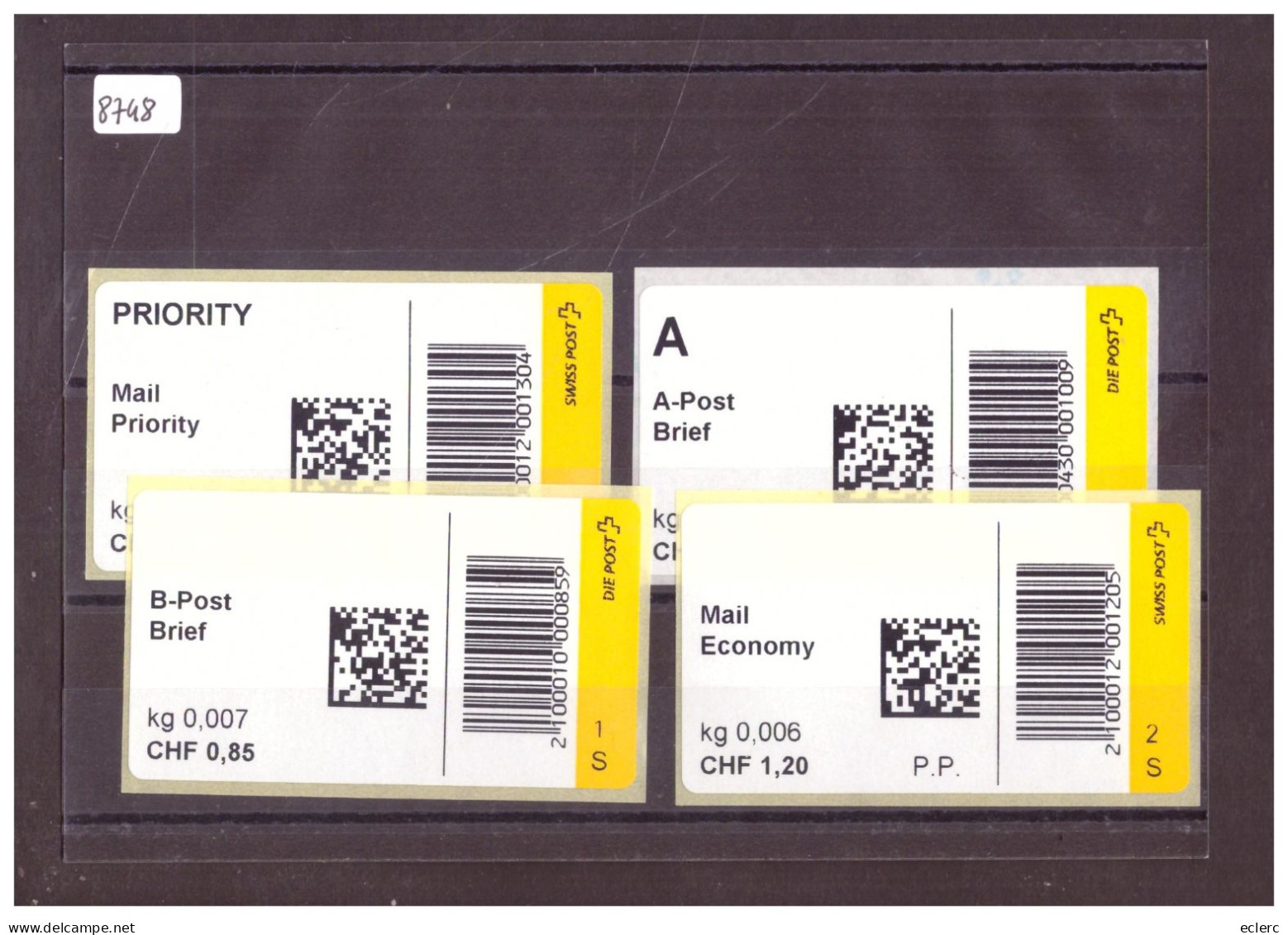 4 WEB STAMPS - ETIQUETTES 4 COURRIERS DIFFERENTS ( PRIOR, A, B POST ET MAIL ECONOMY - Timbres D'automates