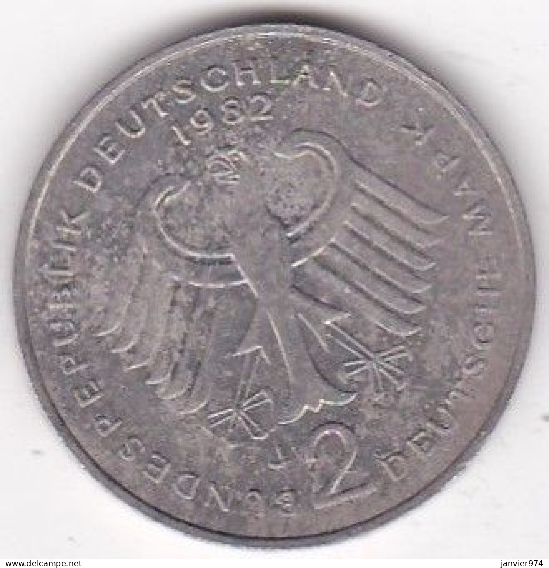 2 Mark 1982 J Hambourg, Theodor Heuss., En Cupronickel , KM# 127 - 2 Marcos