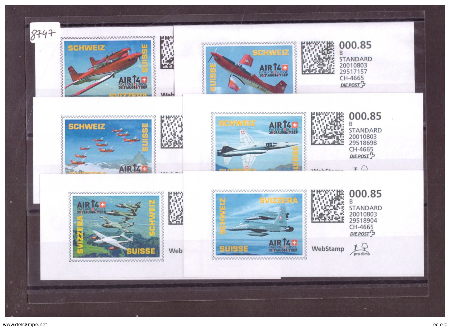 6 WEB STAMPS - AVIATION SUISSE - MEETING DE PAYERNE - IMAGES DIFFERENTES - Automatic Stamps
