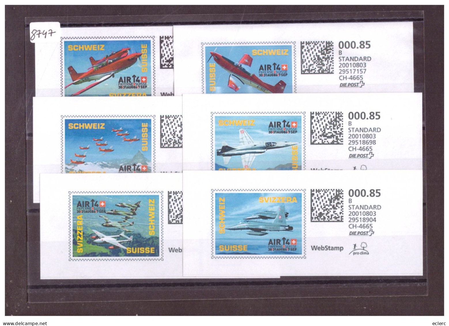 6 WEB STAMPS - AVIATION SUISSE - MEETING DE PAYERNE - IMAGES DIFFERENTES - Sellos De Distribuidores