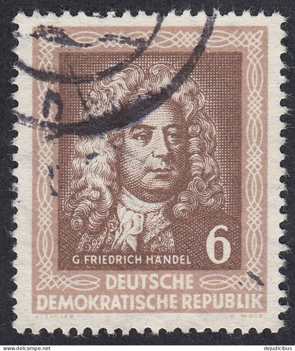 DDR - 1952 - Yvert 60 Obliterato - 6 P. Bruno E Bruno Pallido - Compositori Celebri: G. F. Haendel - Used Stamps