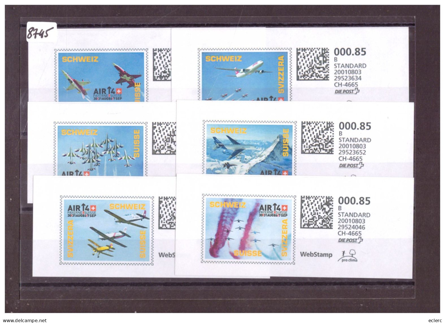 6 WEB STAMPS - AVIATION SUISSE - MEETING DE PAYERNE - IMAGES DIFFERENTES - Automatic Stamps