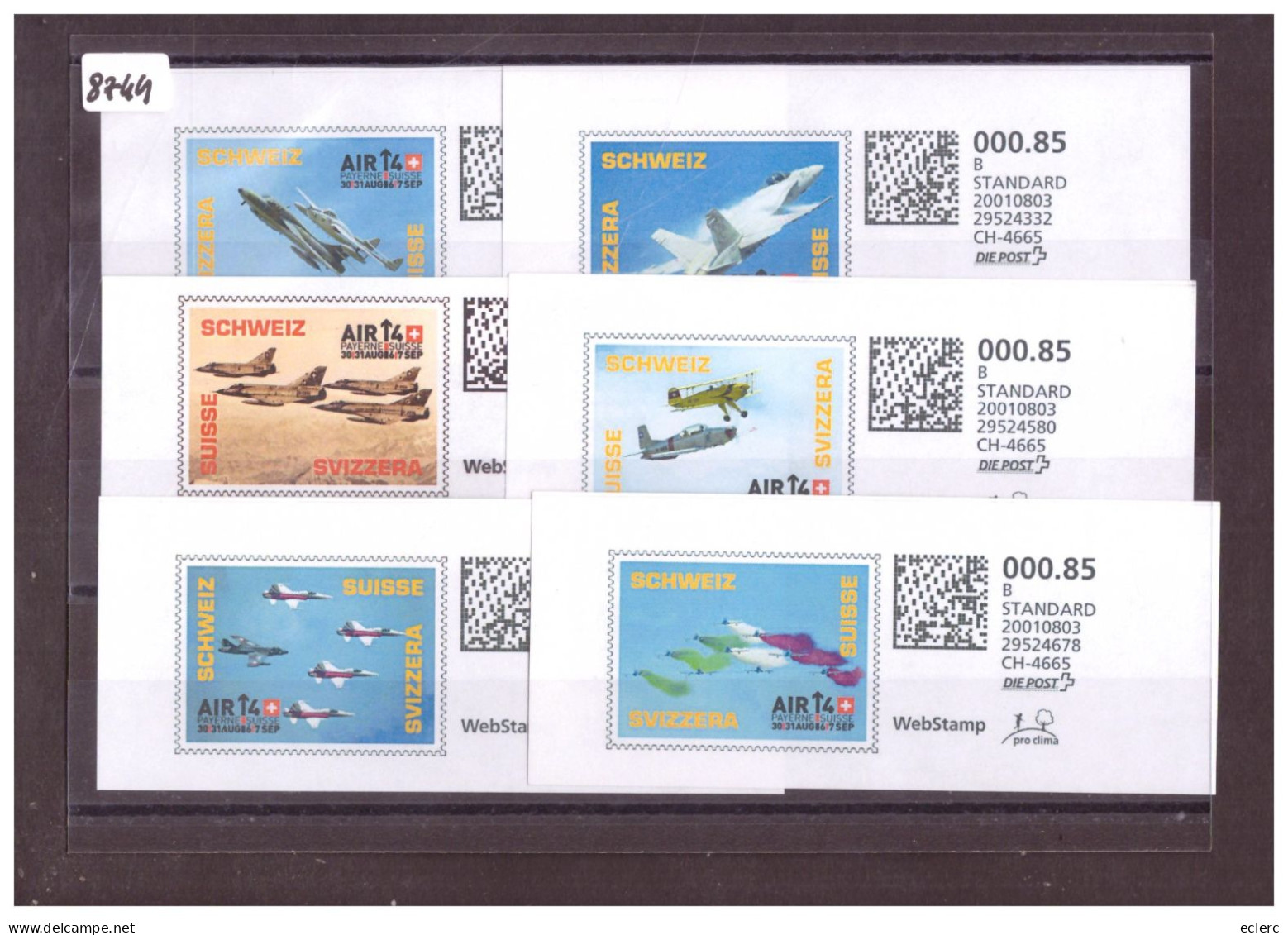 6 WEB STAMPS - AVIATION SUISSE - MEETING DE PAYERNE - IMAGES DIFFERENTES - Francobolli Da Distributore