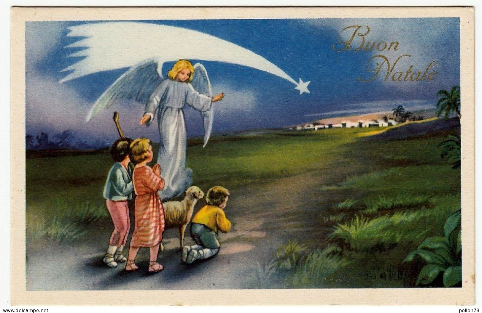 BUON NATALE - ANGELO CON BAMBINI E COMETA - Vedi Retro - Formato Piccolo - Sonstige & Ohne Zuordnung