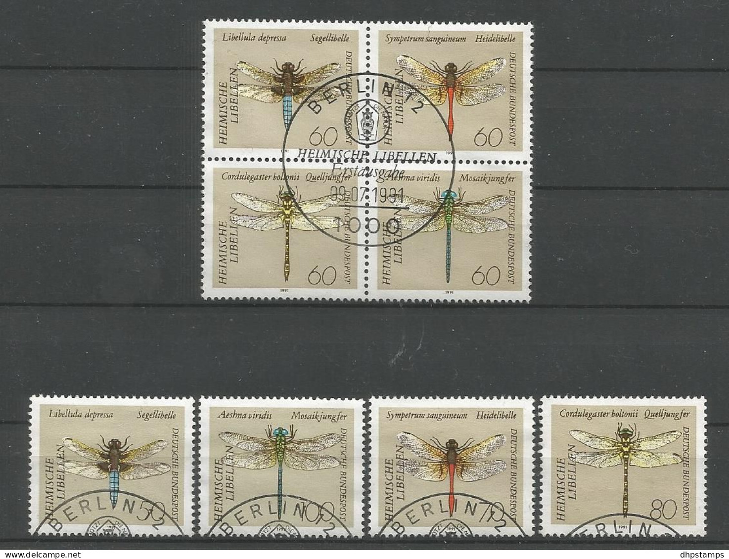 DBP 1991 Dragonflies 4-Block  Y.T. 1373/1380 (0) - Used Stamps