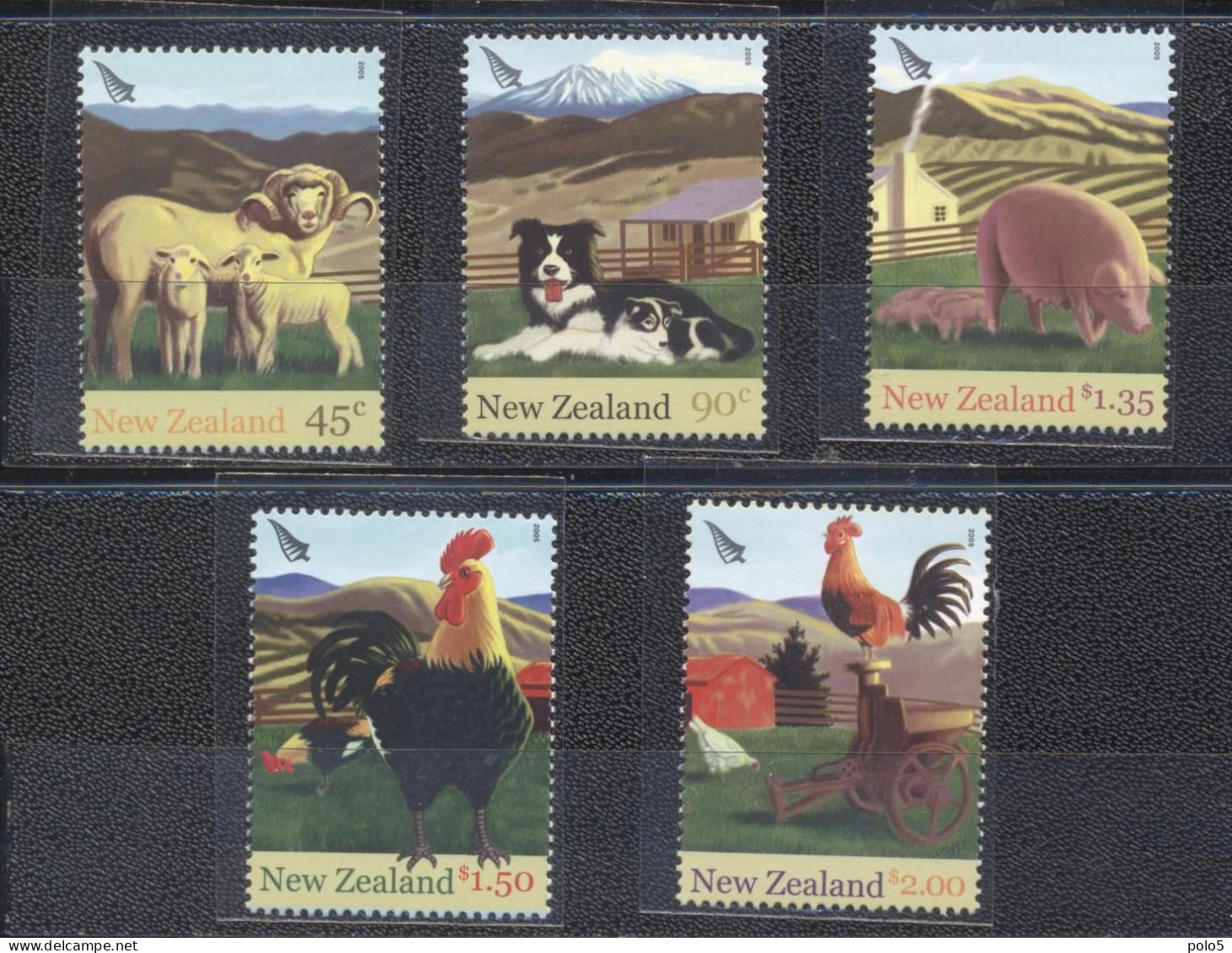 New Zeland 2005- Chinese New Year-Year Of The Rooster New Zeland Farmyard Animals Set (5v) - Nuevos