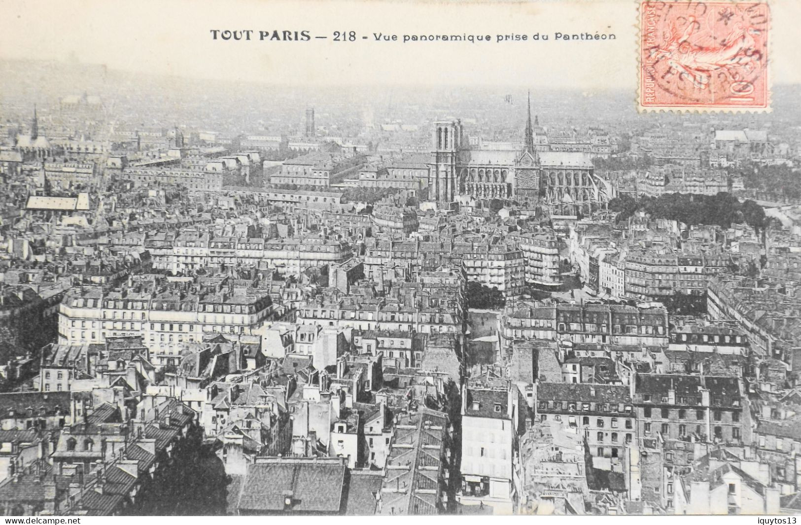 CPA. [75] > TOUT PARIS > N° 218 - VUE PANORAMIQUE PRISE DU PANTHEON - 1907 - Coll. F. Fleury - TBE - Multi-vues, Vues Panoramiques