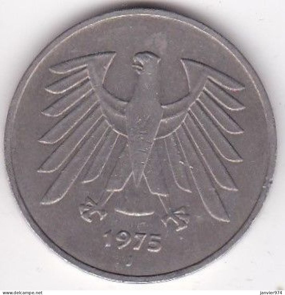 5 Deutsche Mark 1975 J Hambourg . Cupronickel ,KM# 140.1 - 5 Marchi