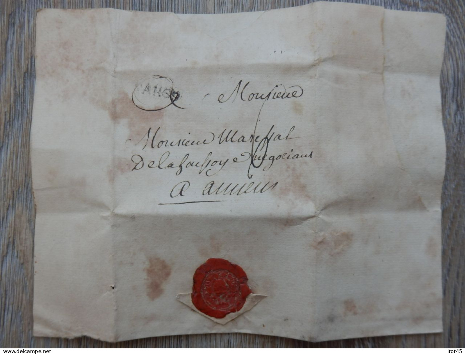 ENVELOPPE LETTRE DU 16 AVRIL 1778 MARQUE POSTALE  ?AH69 A DEFINIR - Other & Unclassified