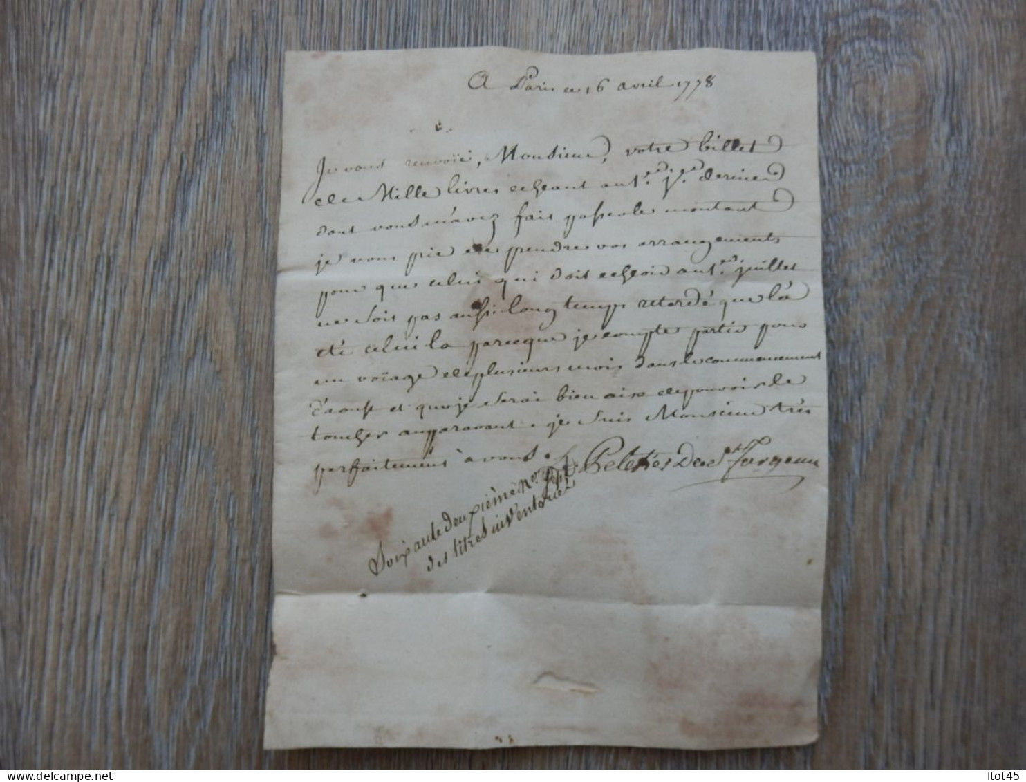 ENVELOPPE LETTRE DU 16 AVRIL 1778 MARQUE POSTALE  ?AH69 A DEFINIR - Other & Unclassified