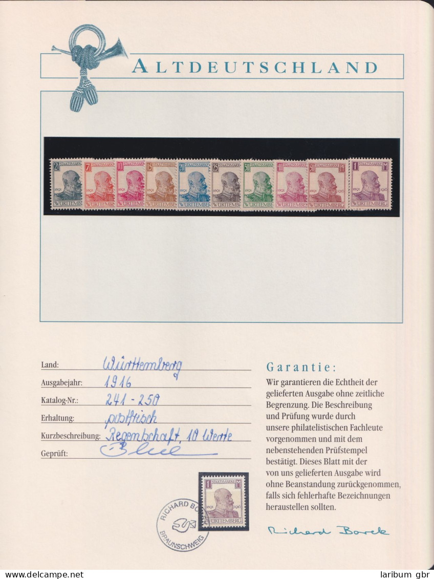 Württemberg 241-250 Postfrisch Borek Garantie #NK563 - Postfris