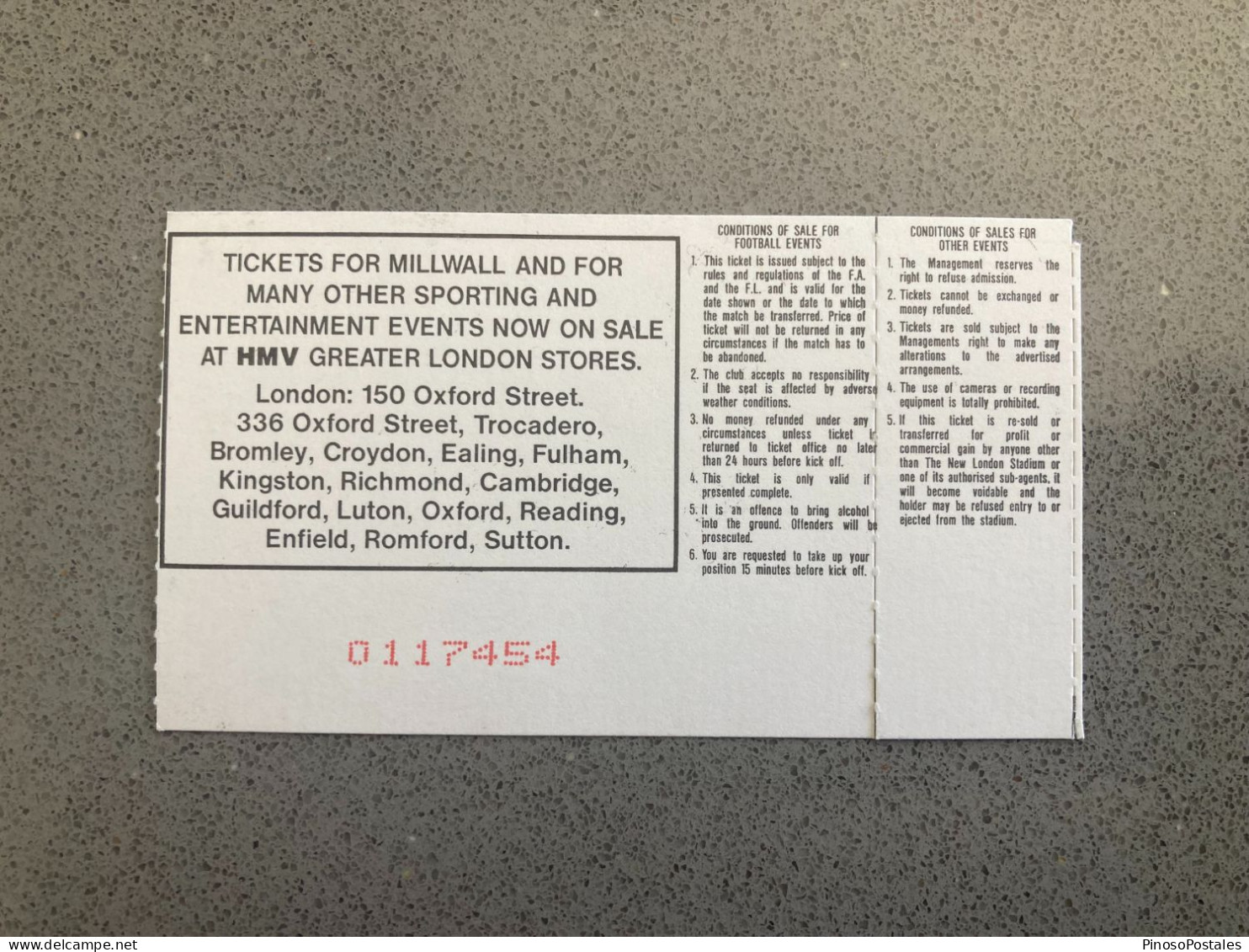Millwall V Derby County 1993-94 Match Ticket - Match Tickets