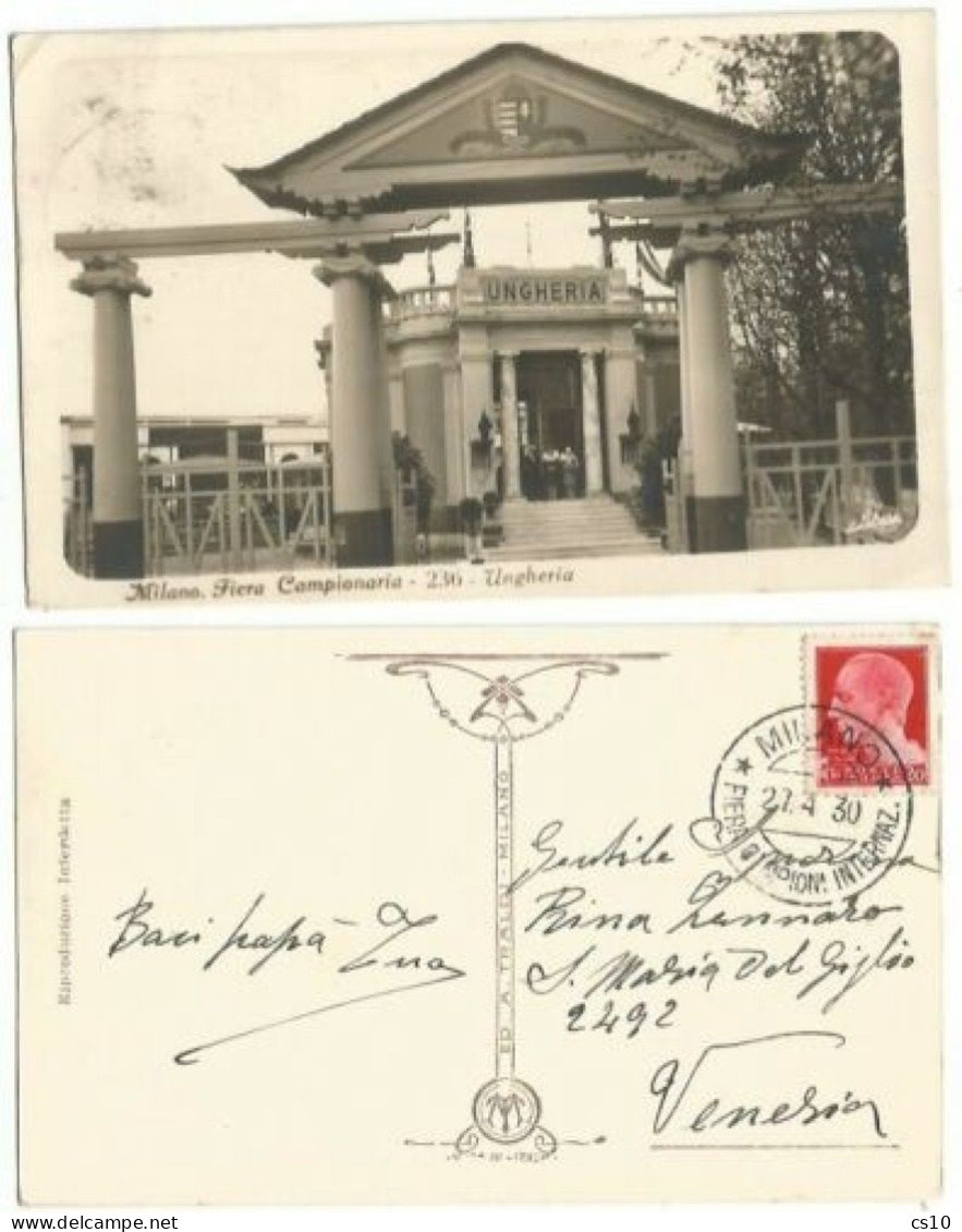 Hungary Pavilion In Milano Fiera Campionaria 1930- Used With Special Cachet To Venezia - Other & Unclassified