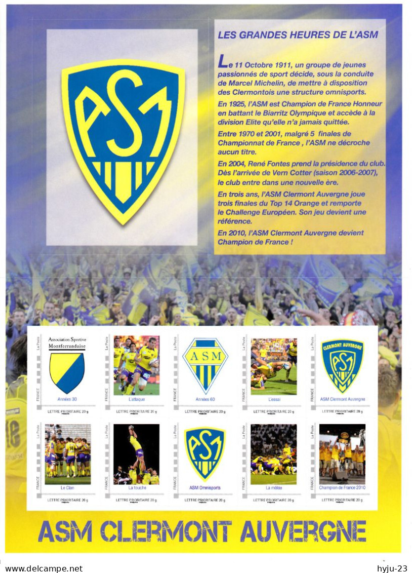 Collector La Poste N° 85 ASM Clermont Auvergne Rugby Champion De France 2010 - Collectors