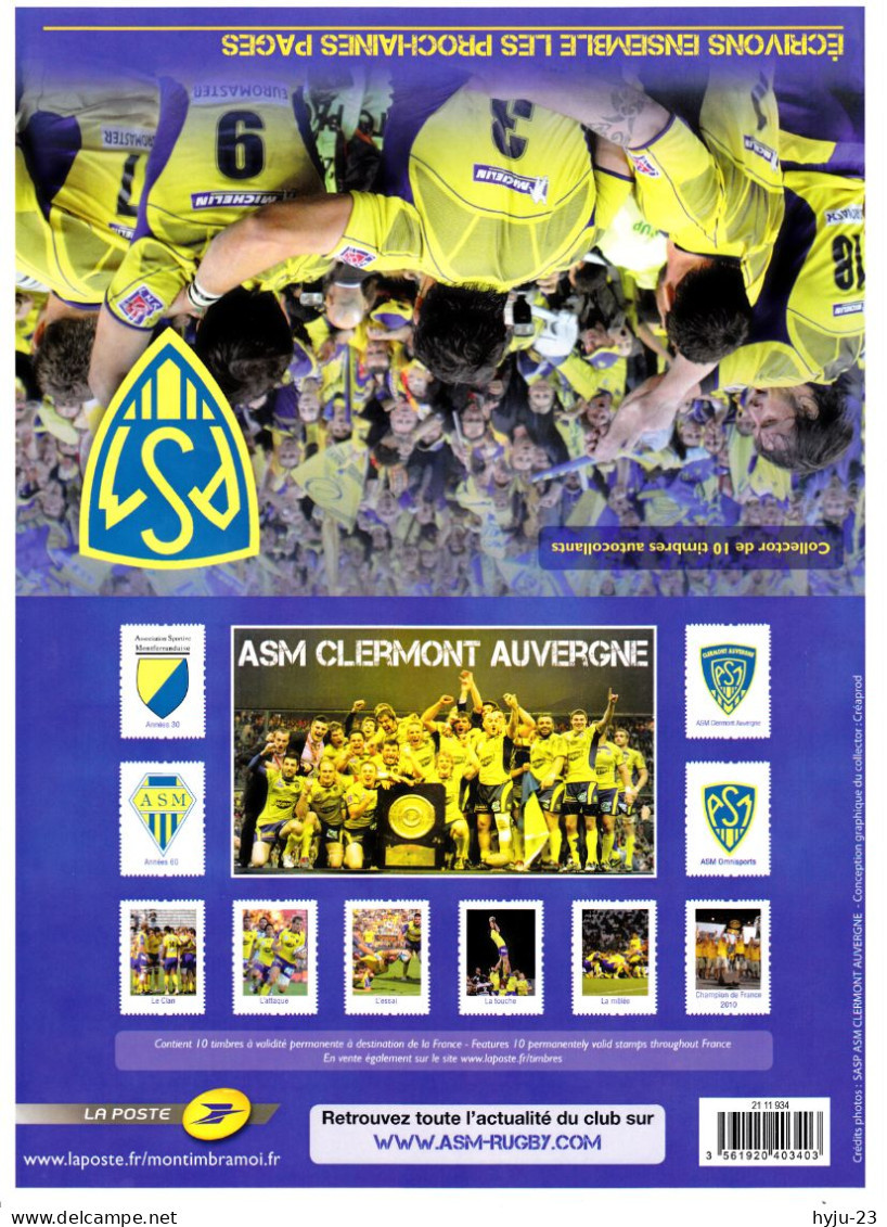 Collector La Poste N° 85 ASM Clermont Auvergne Rugby Champion De France 2010 - Collectors