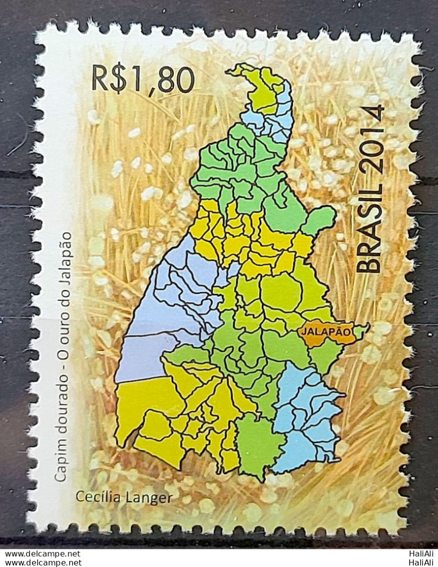 C 3377 Brazil Stamp Golden Grass Map Economics 2014 - Neufs