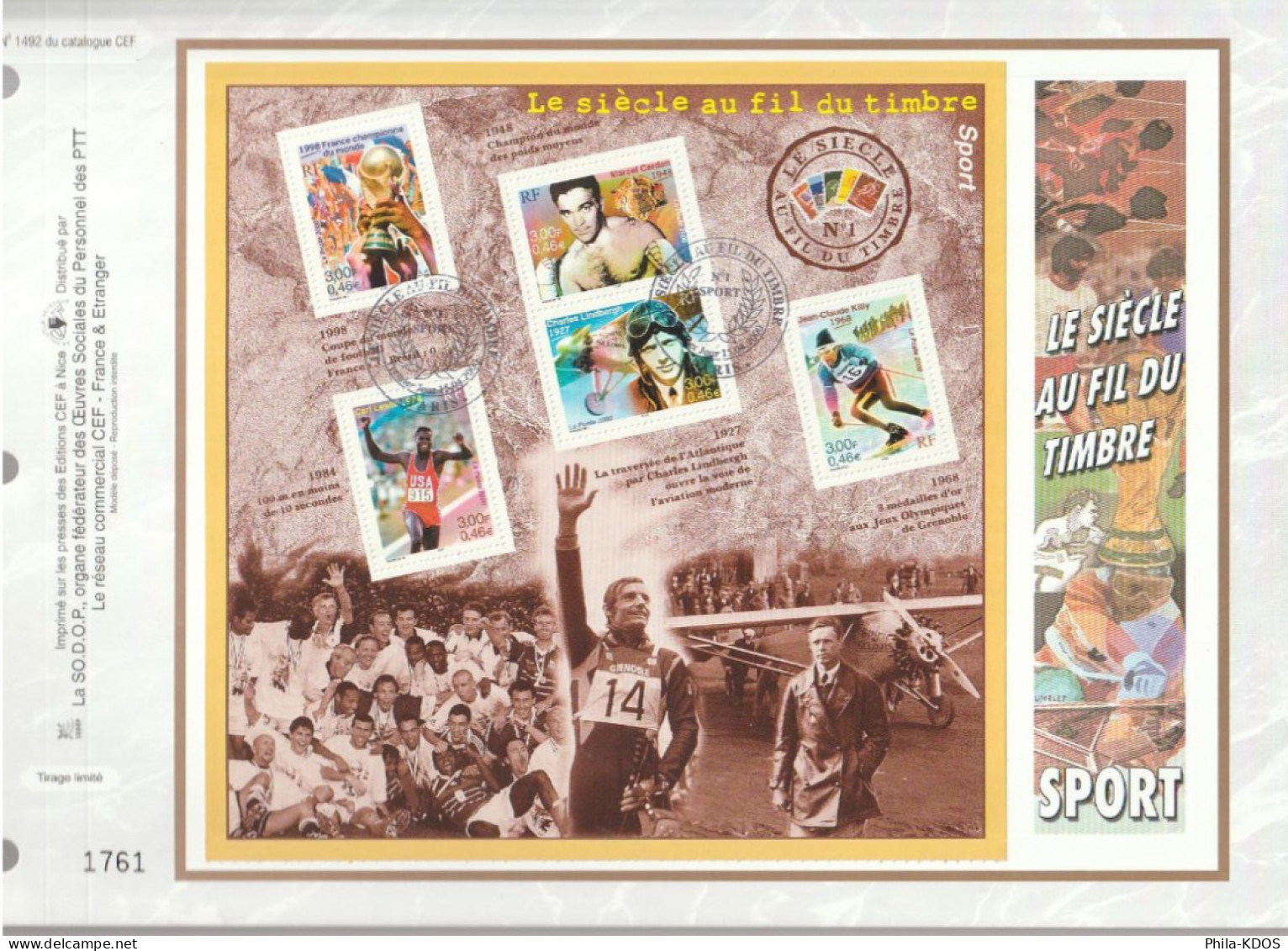 " LE SIECLE AU FIL DU TIMBRE : SPORT " Sur Feuillet CEF De 2000. N° 1492. N° YT BF 29 Parfait état FDC à Saisir !!! - 2000-2009