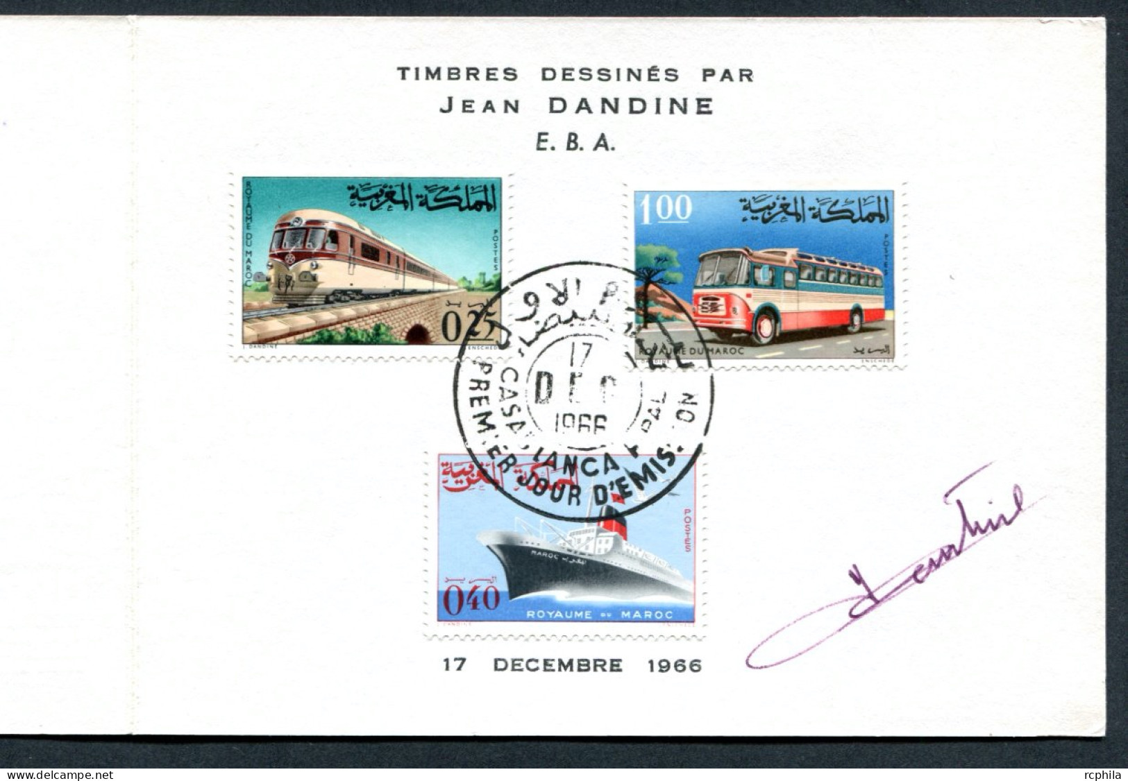 RC 27477 MAROC N° 511 / 513 TRANSPORTS ENCART 1er JOUR TIRAGE 115 Ex SIGNÉ JEAN DANDINE - Morocco (1956-...)