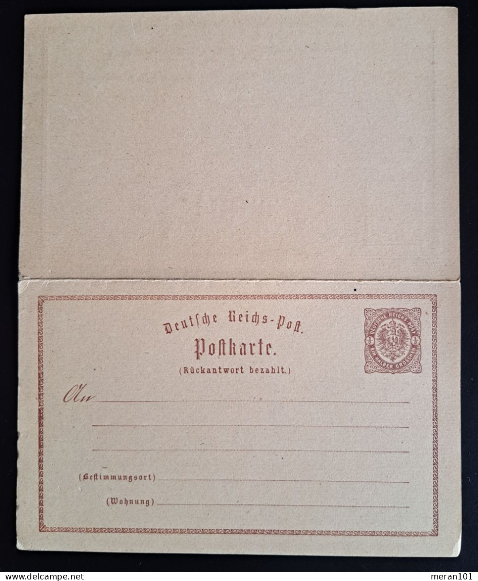 Deutsches Reich 1873, Postkarte P3 Antwortkarte Ungebraucht - Briefkaarten