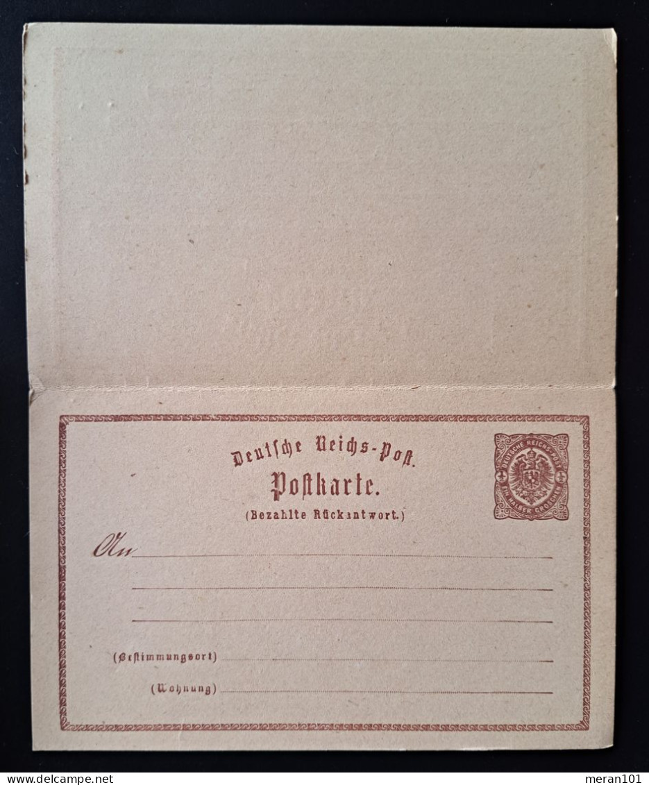 Deutsches Reich 1873, Postkarte P3 Antwortkarte Ungebraucht - Tarjetas