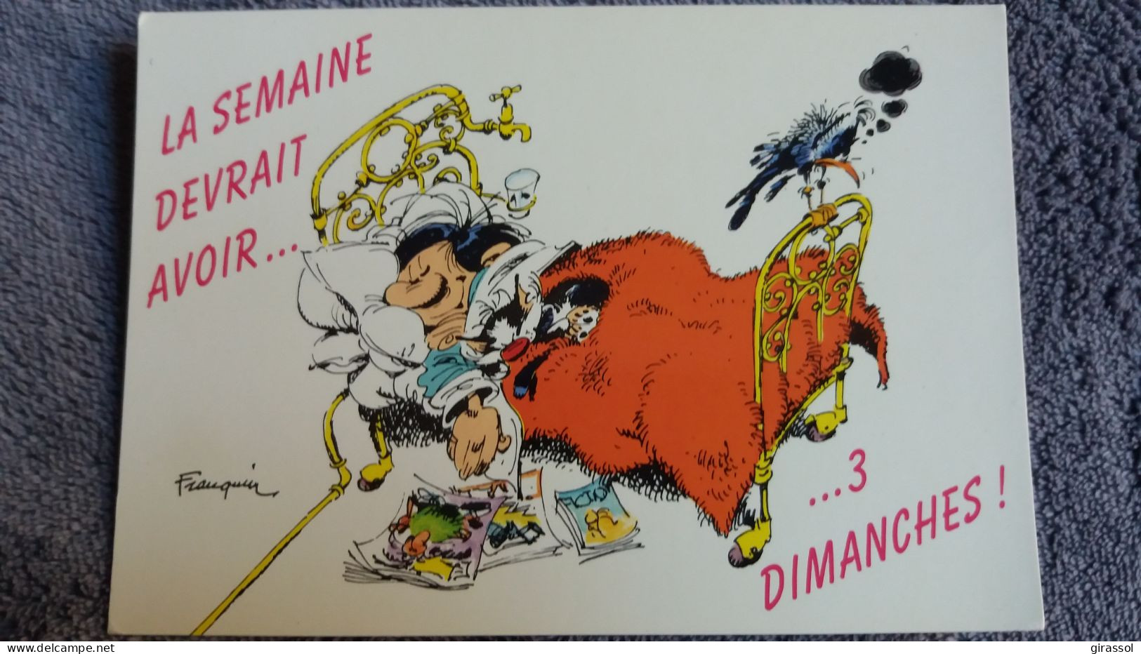 CPM BANDE DESSINEE BD GASTON LAGAFFE FRANQUIN 1993 DALIX  MARSU N° 441 LA SEMAINE DEVRAIT AVOIR 3 DIMANCHES LIT - Cómics