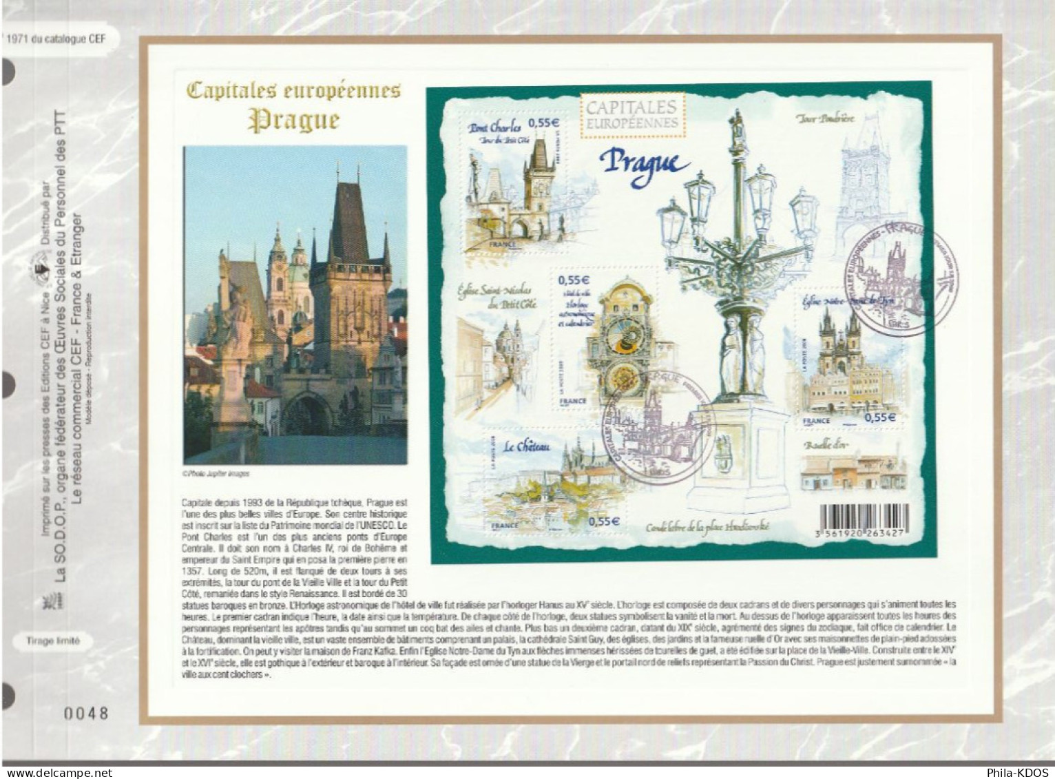 " PRAGUE " Sur Feuillet CEF N°té En SOIE De 2008 N° 1971s N° YT  BF 126 Parfait état FDC - 2000-2009